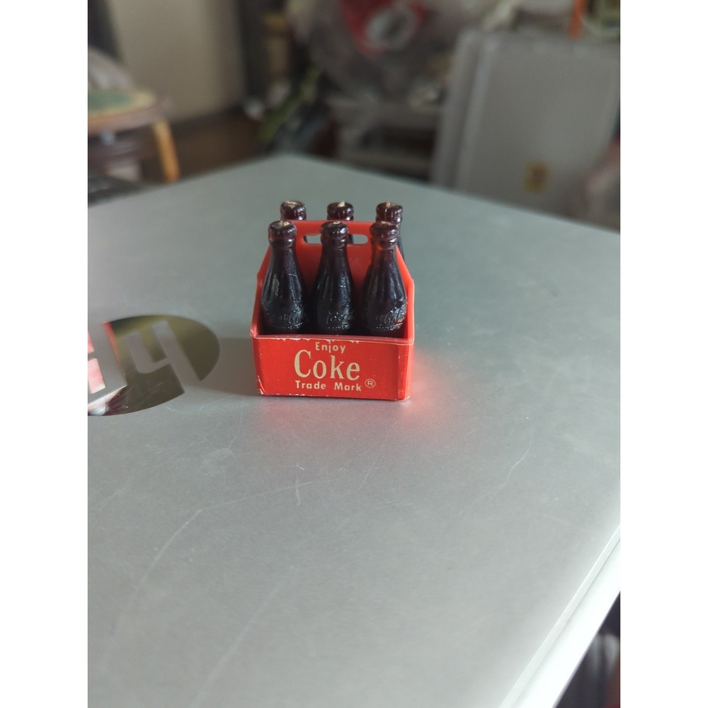 Vintage Miniature Coca-Cola Six Pack Carton Plastic Bottles Trinket Box Mini